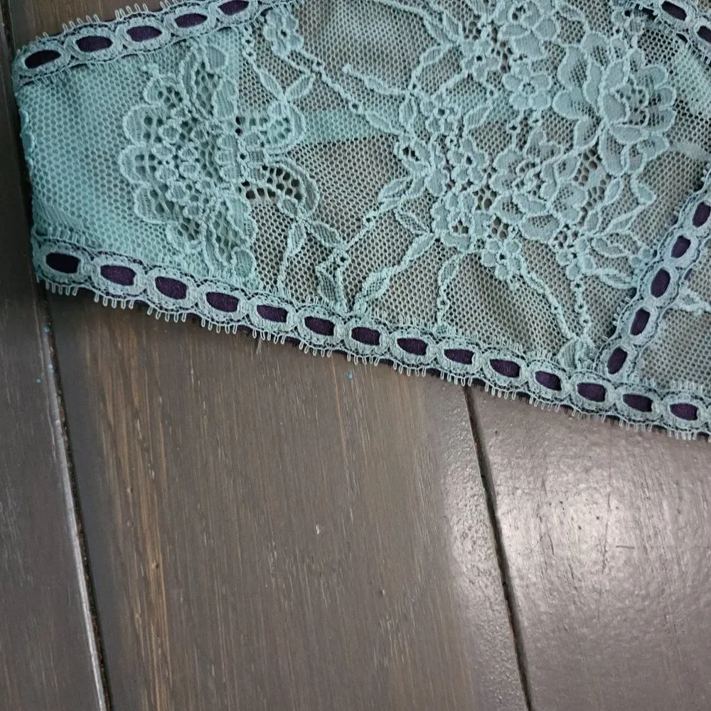 NWT Victoria's Secret Dream Angels Blue V-String Floral Lace Panties Size XL